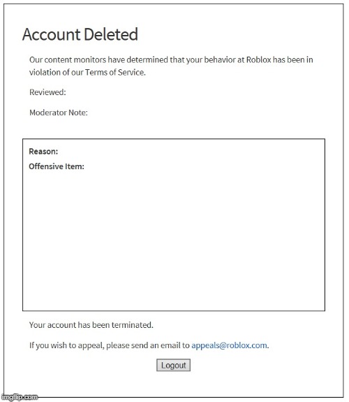 banned from ROBLOX | image tagged in banned from roblox | made w/ Imgflip meme maker