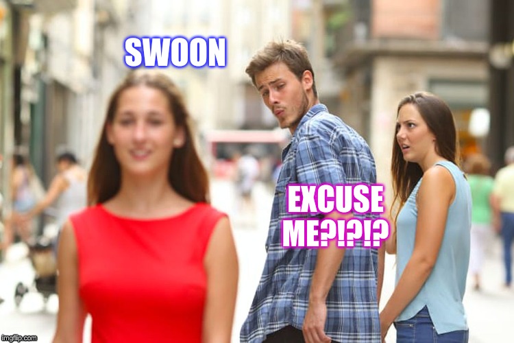 Distracted Boyfriend | SWOON; EXCUSE ME?!?!? | image tagged in memes,distracted boyfriend | made w/ Imgflip meme maker
