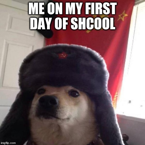 Russian Doge | ME ON MY FIRST DAY OF SHCOOL | image tagged in russian doge | made w/ Imgflip meme maker