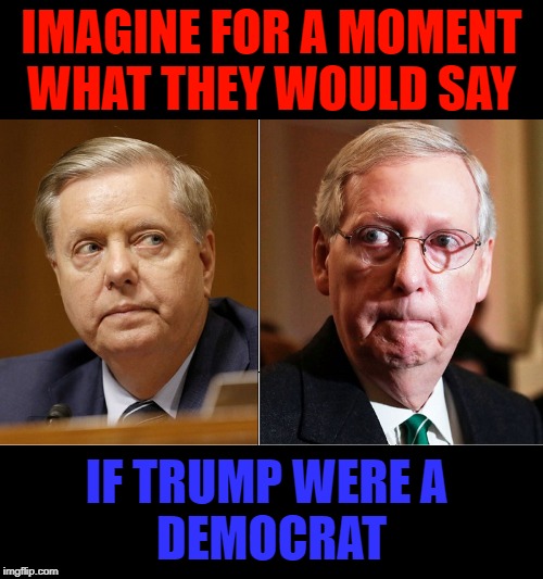 IMAGINE FOR A MOMENT WHAT THEY WOULD SAY; IF TRUMP WERE A 
DEMOCRAT | image tagged in trump,hypocrisy,hypocrites,partisanship,sold out,trump lies | made w/ Imgflip meme maker