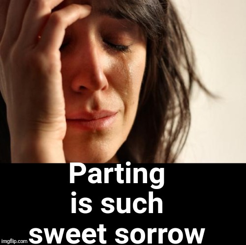 First World Problems Meme | Parting is such sweet sorrow | image tagged in memes,first world problems | made w/ Imgflip meme maker
