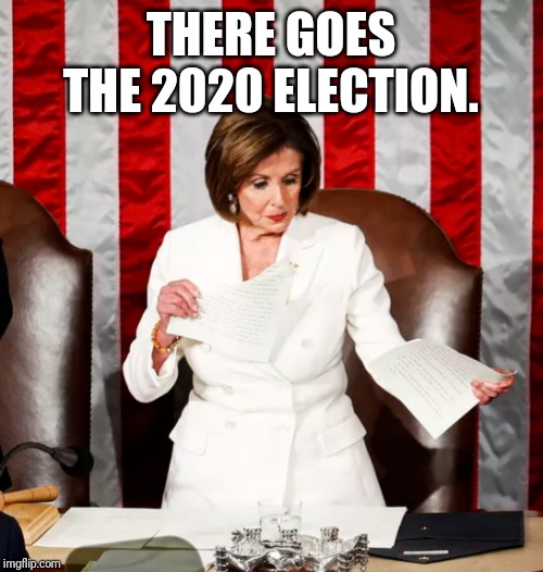 THERE GOES THE 2020 ELECTION. | image tagged in nancy pelosi is crazy | made w/ Imgflip meme maker