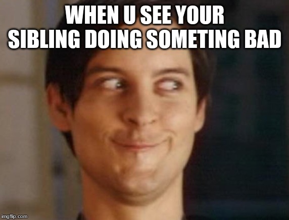 Spiderman Peter Parker | WHEN U SEE YOUR SIBLING DOING SOMETING BAD | image tagged in memes,spiderman peter parker | made w/ Imgflip meme maker