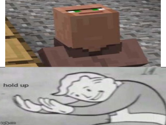 Villger | image tagged in fallout hold up,too much minecraft | made w/ Imgflip meme maker