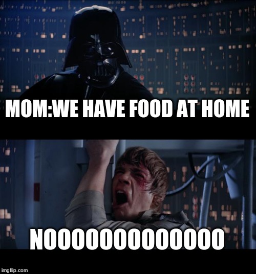 Star Wars No | MOM:WE HAVE FOOD AT HOME; NOOOOOOOOOOOOO | image tagged in memes,star wars no | made w/ Imgflip meme maker