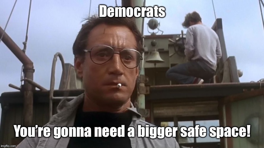 Going to need a bigger boat | Democrats You’re gonna need a bigger safe space! | image tagged in going to need a bigger boat | made w/ Imgflip meme maker