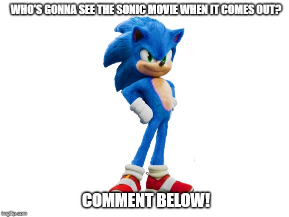 comment! | WHO'S GONNA SEE THE SONIC MOVIE WHEN IT COMES OUT? COMMENT BELOW! | image tagged in blank white template,sonic the hedgehog,sonic movie | made w/ Imgflip meme maker
