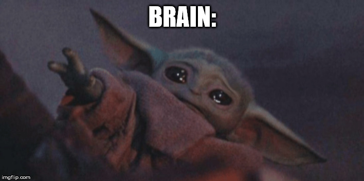 Baby yoda cry | BRAIN: | image tagged in baby yoda cry | made w/ Imgflip meme maker