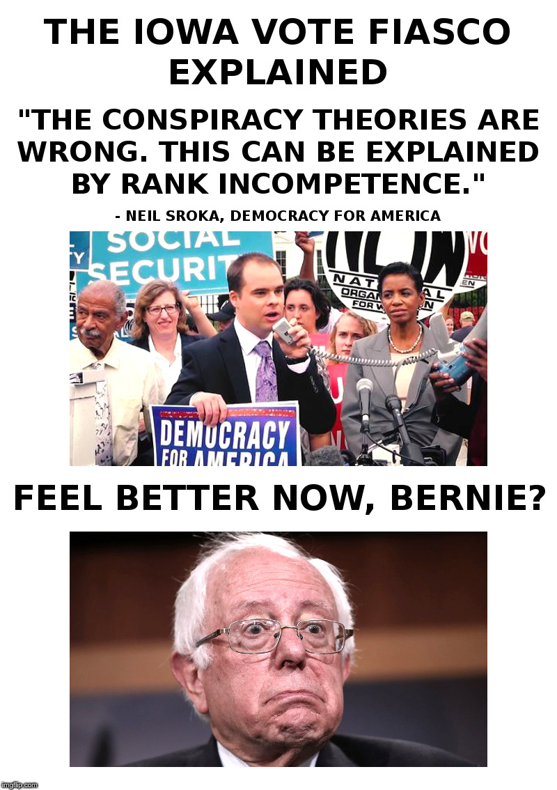 The Iowa Vote Fiasco Explained | image tagged in iowa,iowa caucus,democrats,election fraud,election 2020,bernie | made w/ Imgflip meme maker