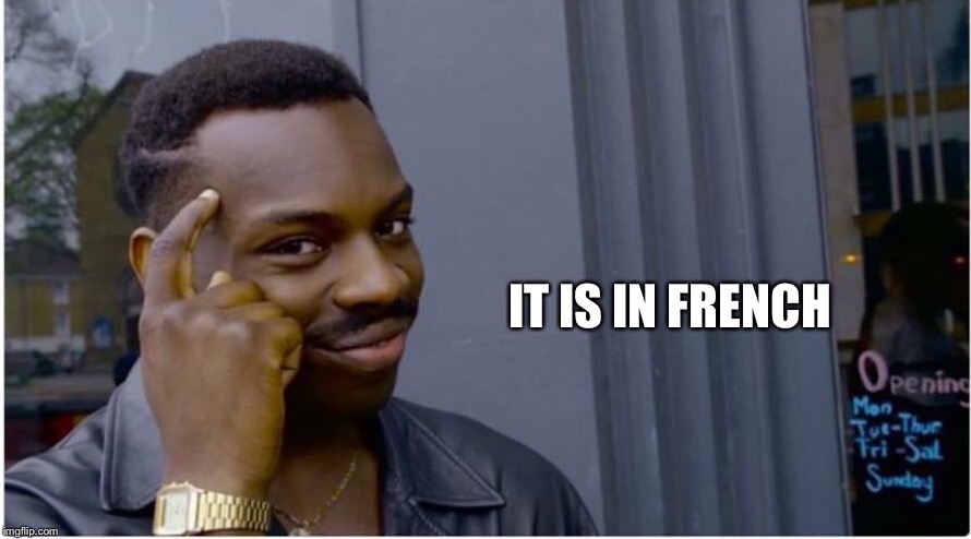 Roll safe | IT IS IN FRENCH | image tagged in roll safe | made w/ Imgflip meme maker
