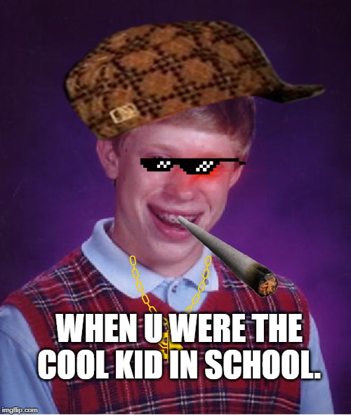 Bad Luck Brian Meme | WHEN U WERE THE COOL KID IN SCHOOL. | image tagged in memes,bad luck brian | made w/ Imgflip meme maker