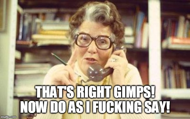 THAT'S RIGHT GIMPS! NOW DO AS I FUCKING SAY! | made w/ Imgflip meme maker