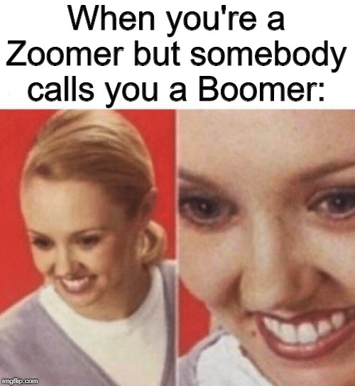 I AM A ZOOMER, EXCUSE ME | When you're a Zoomer but somebody calls you a Boomer: | image tagged in face zoom in,zoom,ok boomer,boomer,confused screaming | made w/ Imgflip meme maker