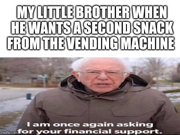 Snacks | MY LITTLE BROTHER WHEN HE WANTS A SECOND SNACK FROM THE VENDING MACHINE | image tagged in memes,election 2020 | made w/ Imgflip meme maker
