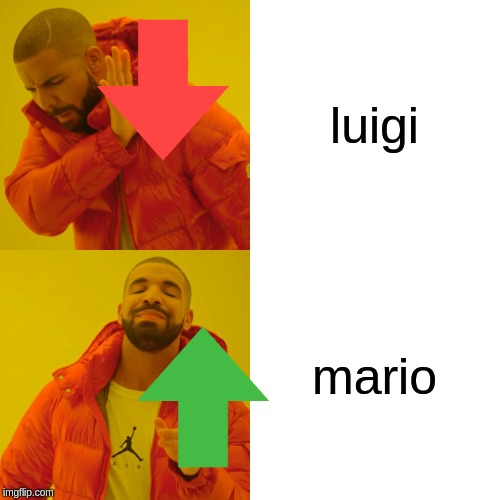 Drake Hotline Bling Meme | luigi mario | image tagged in memes,drake hotline bling | made w/ Imgflip meme maker