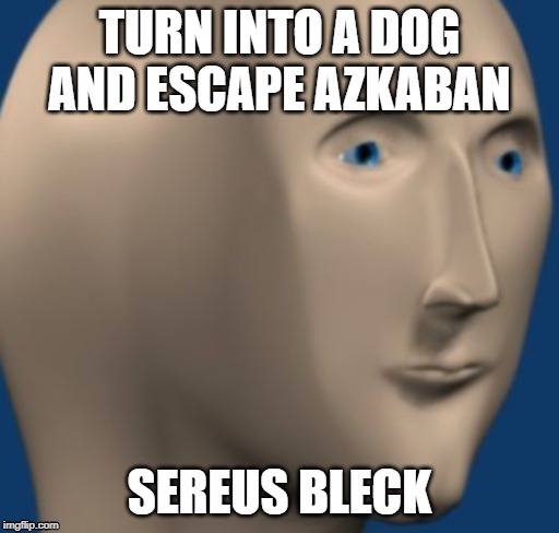 Zoomed Stonks Man | TURN INTO A DOG AND ESCAPE AZKABAN; SEREUS BLECK | image tagged in zoomed stonks man | made w/ Imgflip meme maker