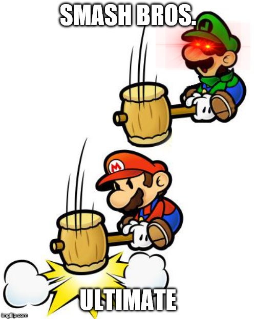 Luigi Smashes Mario | SMASH BROS. ULTIMATE | image tagged in luigi smashes mario | made w/ Imgflip meme maker