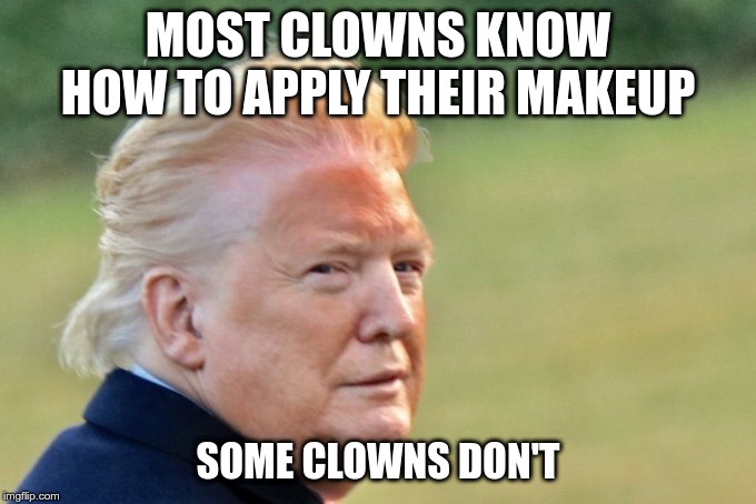 Clown | MOST CLOWNS KNOW HOW TO APPLY THEIR MAKEUP; SOME CLOWNS DON'T | image tagged in trump,clown,makeup | made w/ Imgflip meme maker