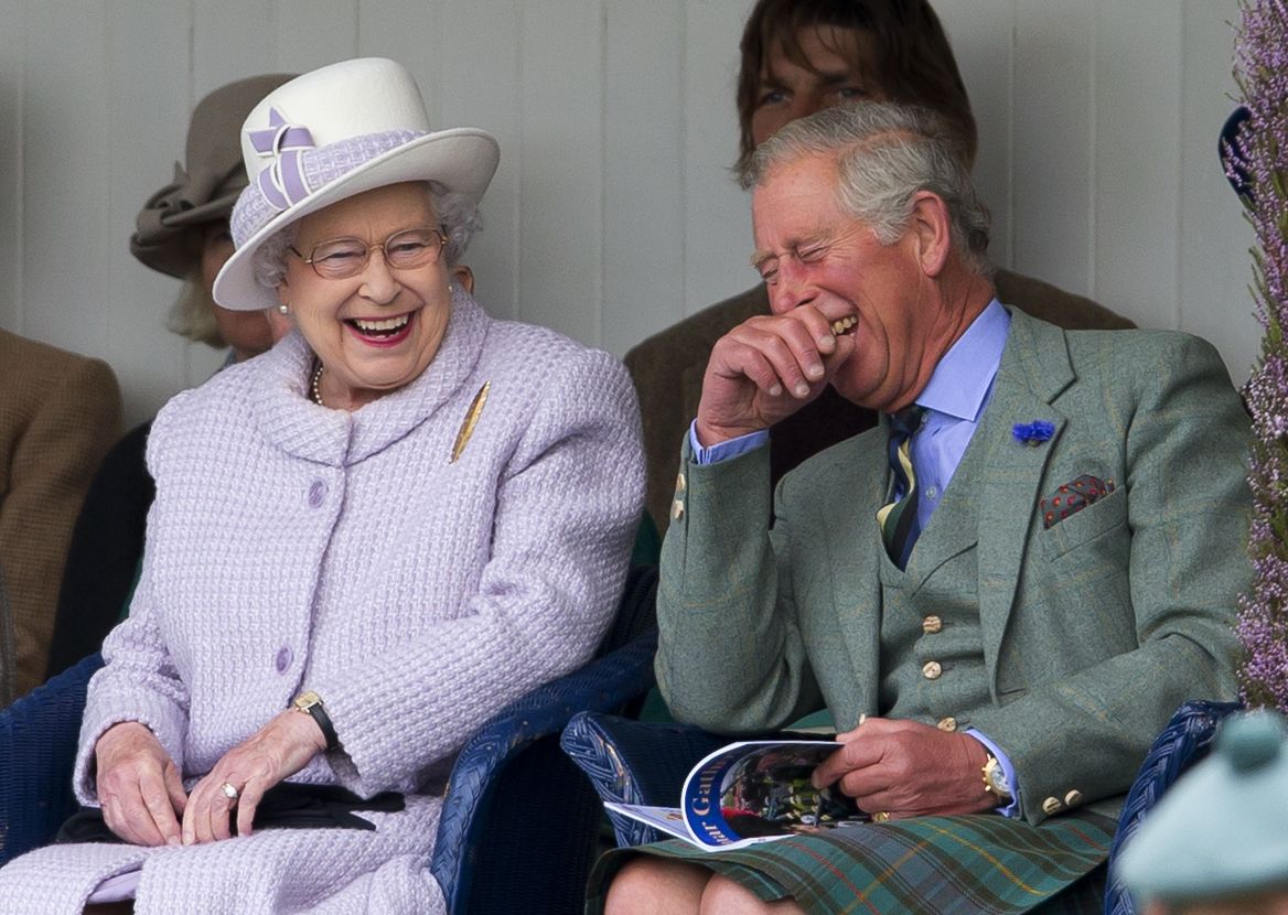 Queen Elizabeth & Prince Phillip laughing Blank Meme Template