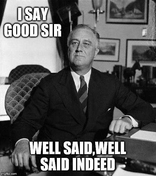 FdR | I SAY GOOD SIR WELL SAID,WELL SAID INDEED | image tagged in fdr | made w/ Imgflip meme maker