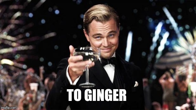 Gatsby toast  | TO GINGER | image tagged in gatsby toast | made w/ Imgflip meme maker