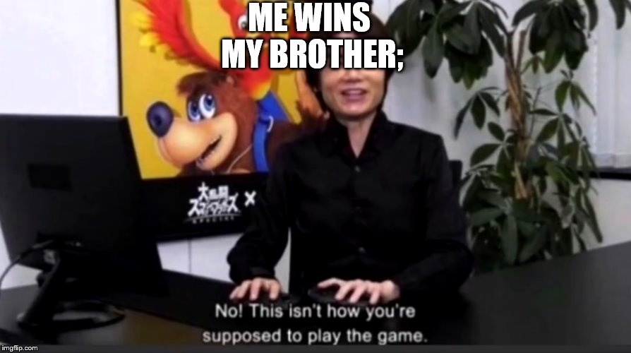 No this isn’t how your supposed to play the game | ME WINS
 MY BROTHER; | image tagged in no this isnt how your supposed to play the game | made w/ Imgflip meme maker