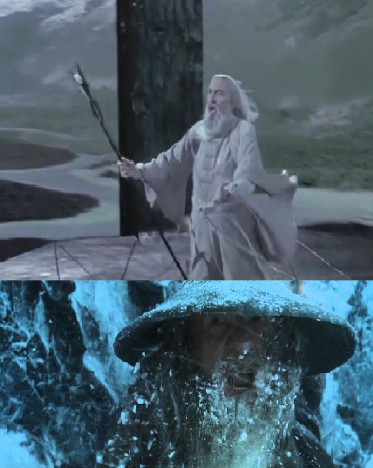 Gandalf and Saurumon Blank Meme Template