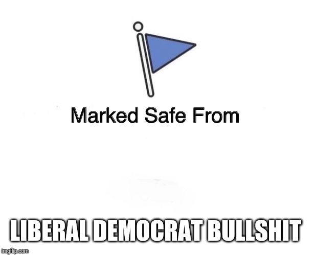 Marked Safe Flag | LIBERAL DEMOCRAT BULLSHIT | image tagged in marked safe flag | made w/ Imgflip meme maker
