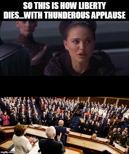 SO THIS IS HOW LIBERTY DIES...WITH THUNDEROUS APPLAUSE | image tagged in padme - liberty dies | made w/ Imgflip meme maker