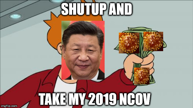 Shut up and take my ncov | SHUTUP AND; TAKE MY 2019 NCOV | image tagged in memes,shut up and take my money fry,coronavirus | made w/ Imgflip meme maker