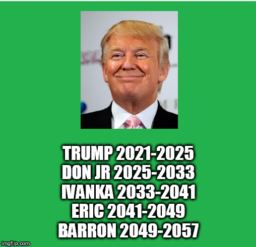 Green Screen | TRUMP 2021-2025
DON JR 2025-2033
IVANKA 2033-2041
ERIC 2041-2049
BARRON 2049-2057 | image tagged in green screen | made w/ Imgflip meme maker