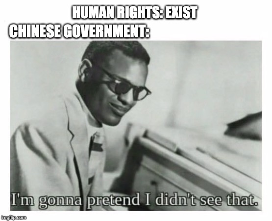 I'm gonna pretend I didn't see that | HUMAN RIGHTS: EXIST; CHINESE GOVERNMENT: | image tagged in i'm gonna pretend i didn't see that | made w/ Imgflip meme maker