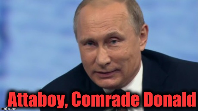 putin | Attaboy, Comrade Donald | image tagged in putin | made w/ Imgflip meme maker
