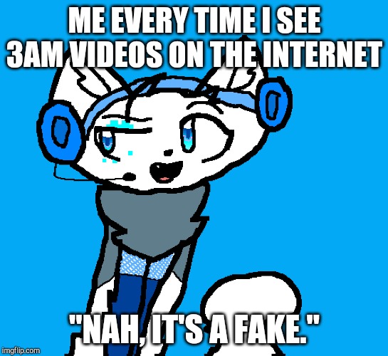 Ye-noo... | ME EVERY TIME I SEE 3AM VIDEOS ON THE INTERNET; "NAH, IT'S A FAKE." | image tagged in ye-noo | made w/ Imgflip meme maker