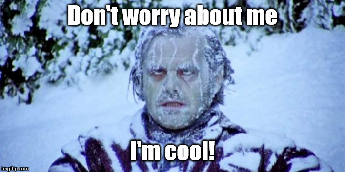 The Shining winter | Don't worry about me; I'm cool! | image tagged in the shining winter | made w/ Imgflip meme maker