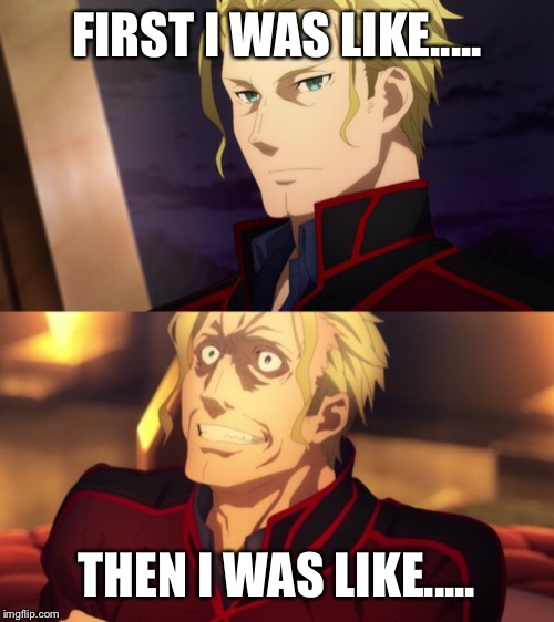SAO Gabriel’s Expression | FIRST I WAS LIKE..... THEN I WAS LIKE..... | image tagged in anime,sword art online | made w/ Imgflip meme maker