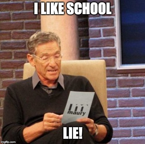 Maury Lie Detector | I LIKE SCHOOL; LIE! | image tagged in memes,maury lie detector | made w/ Imgflip meme maker