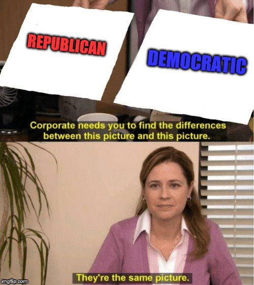 They’re the same thing | REPUBLICAN DEMOCRATIC | image tagged in theyre the same thing | made w/ Imgflip meme maker