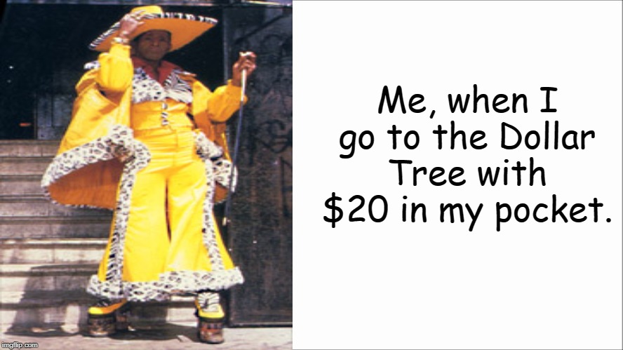 True Story | Me, when I go to the Dollar Tree with $20 in my pocket. | image tagged in white screen,dollar tree,memes | made w/ Imgflip meme maker