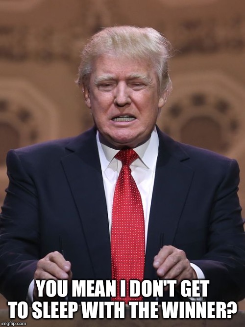 Donald Trump | YOU MEAN I DON'T GET TO SLEEP WITH THE WINNER? | image tagged in donald trump | made w/ Imgflip meme maker