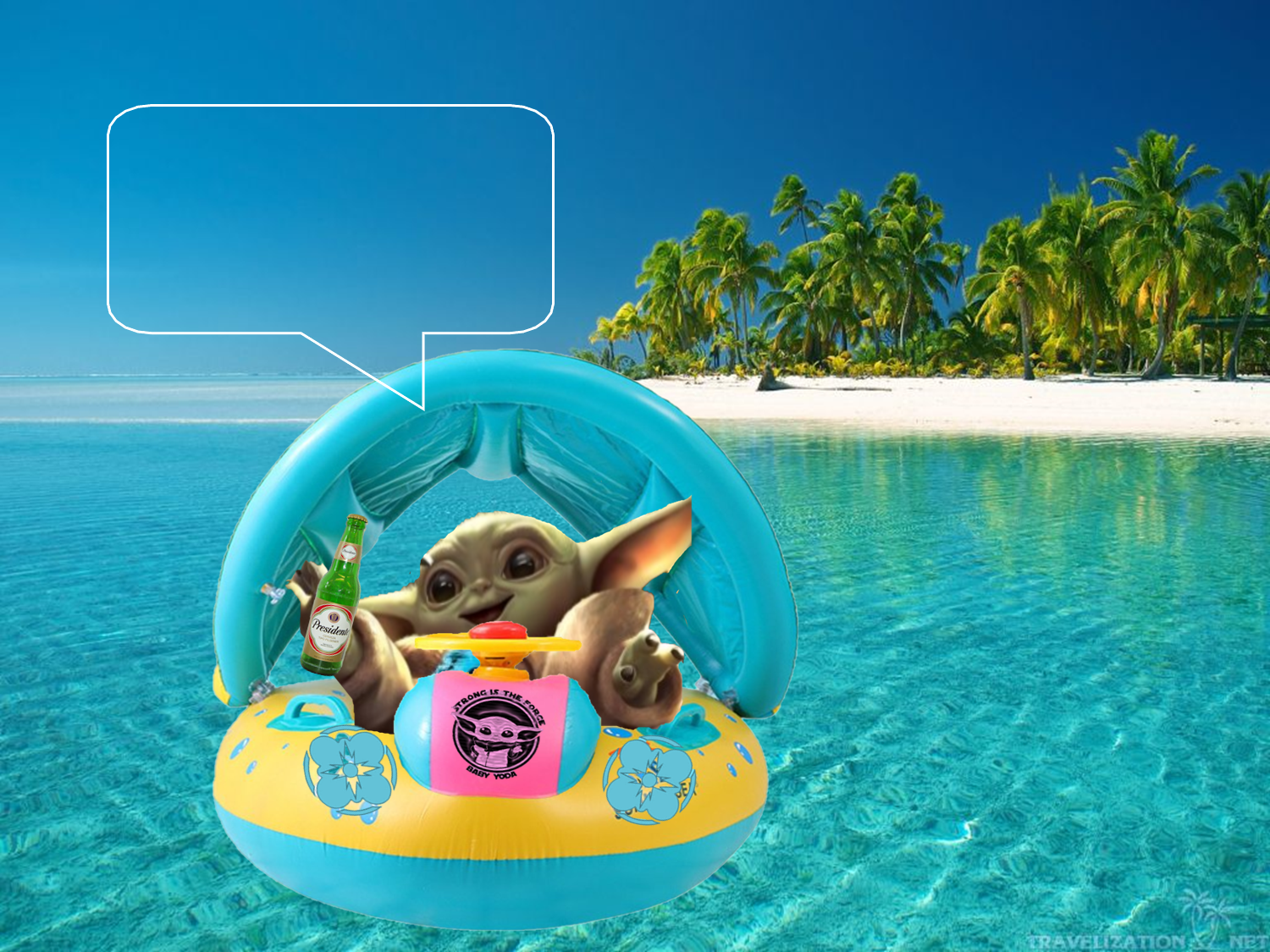 Baby Yoda Vacation Blank Meme Template