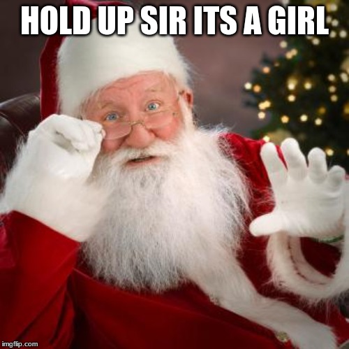 fuck comfortable santa | HOLD UP SIR ITS A GIRL | image tagged in fuck comfortable santa | made w/ Imgflip meme maker