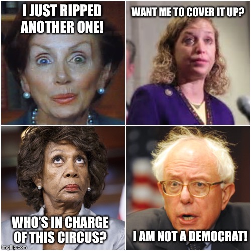 Crazy Democrats | WANT ME TO COVER IT UP? I JUST RIPPED ANOTHER ONE! WHO’S IN CHARGE OF THIS CIRCUS? I AM NOT A DEMOCRAT! | image tagged in crazy democrats | made w/ Imgflip meme maker