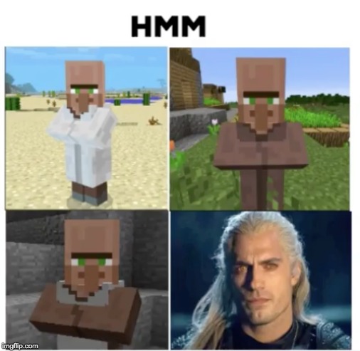 HMM | image tagged in the witcher,minecraft,witcher,geralt | made w/ Imgflip meme maker