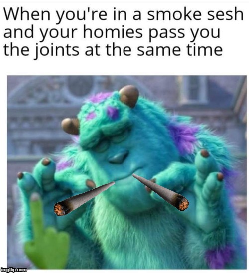 image tagged in sully,smoking weed | made w/ Imgflip meme maker