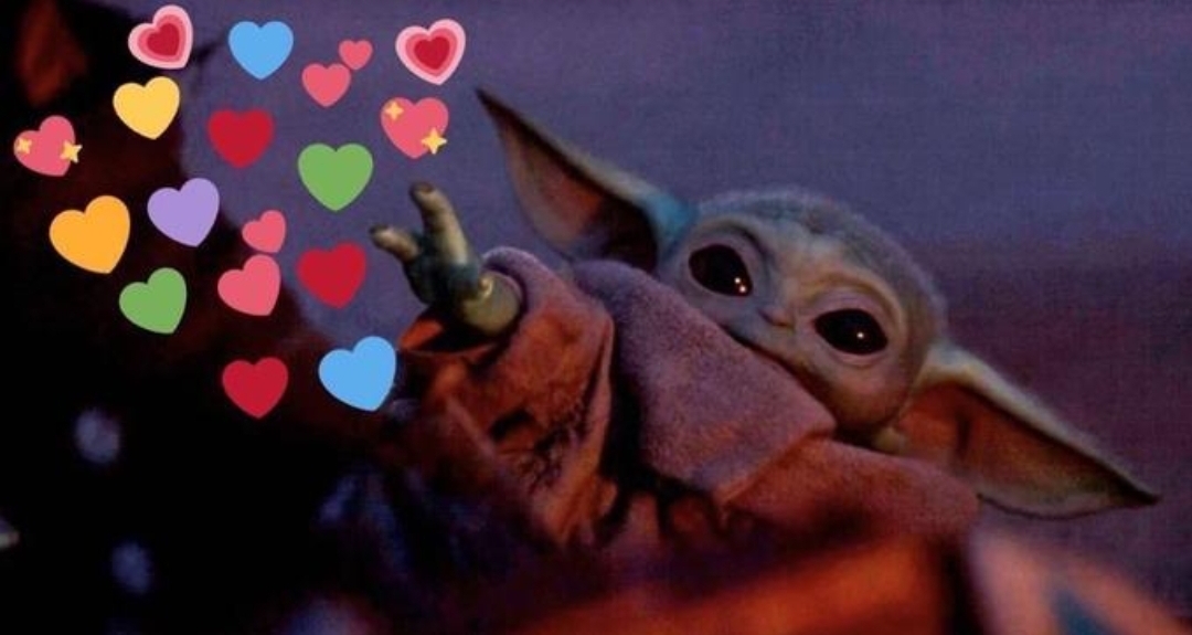 Baby Yoda Hearts Blank Meme Template