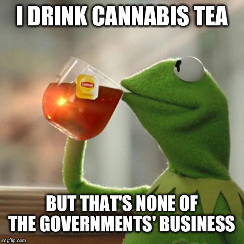 But That's None Of My Business Meme | I DRINK CANNABIS TEA; BUT THAT'S NONE OF THE GOVERNMENTS' BUSINESS | image tagged in memes,but thats none of my business,kermit the frog | made w/ Imgflip meme maker