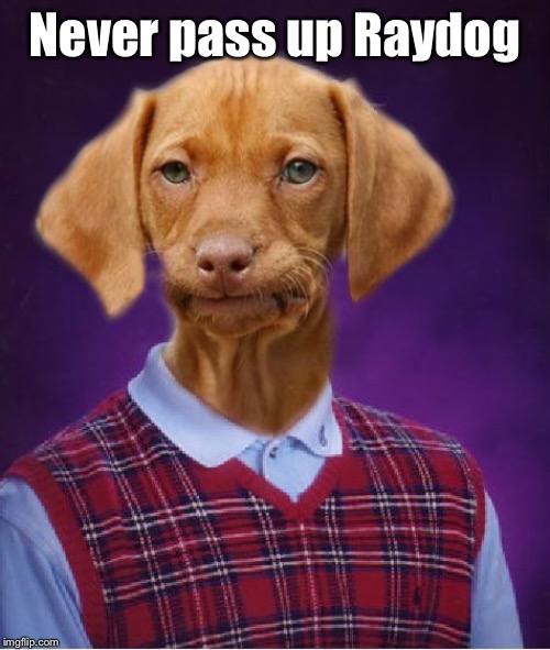 Bad Luck Raydog | Never pass up Raydog | image tagged in bad luck raydog | made w/ Imgflip meme maker