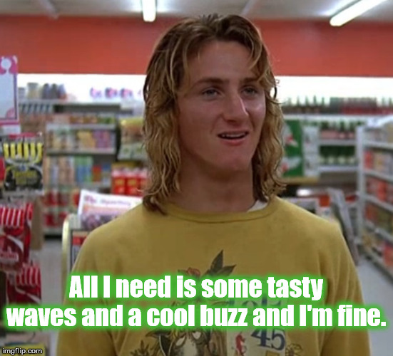 Spicoli, you sweet bastard. | All I need is some tasty waves and a cool buzz and I'm fine. | image tagged in jeff spicoli | made w/ Imgflip meme maker