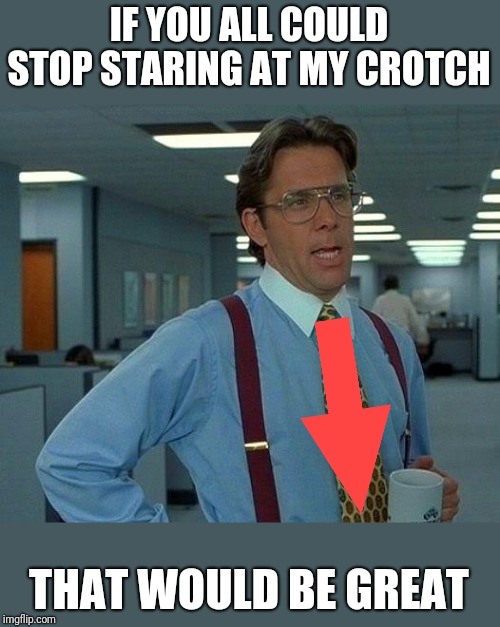 That Would Be Great Meme | IF YOU ALL COULD STOP STARING AT MY CROTCH THAT WOULD BE GREAT | image tagged in memes,that would be great | made w/ Imgflip meme maker